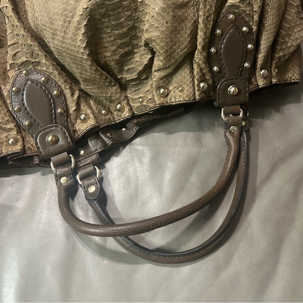 Gucci Studded Python Snake Leather Pelham Slouchy Shoulder Tote Bag Exotic Rare - Picture 13 of 16